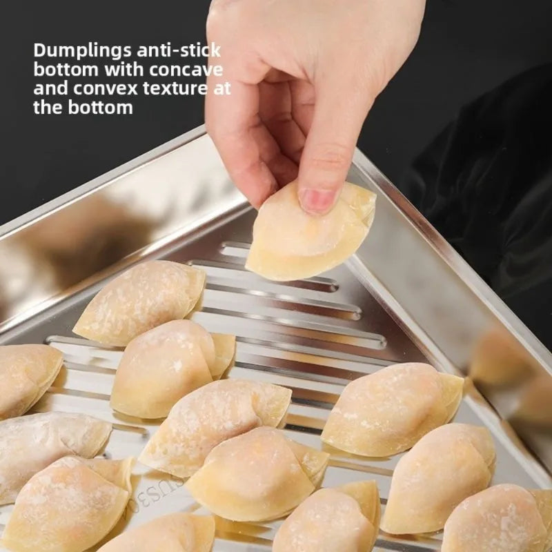 Stainless Steel Covered Dumpling Plate Rice Plates Rectangular Tray Barbecue Plates Vegetable Plates Practical Kitchen Tools New Peaceful Pleasures Health and Wellness