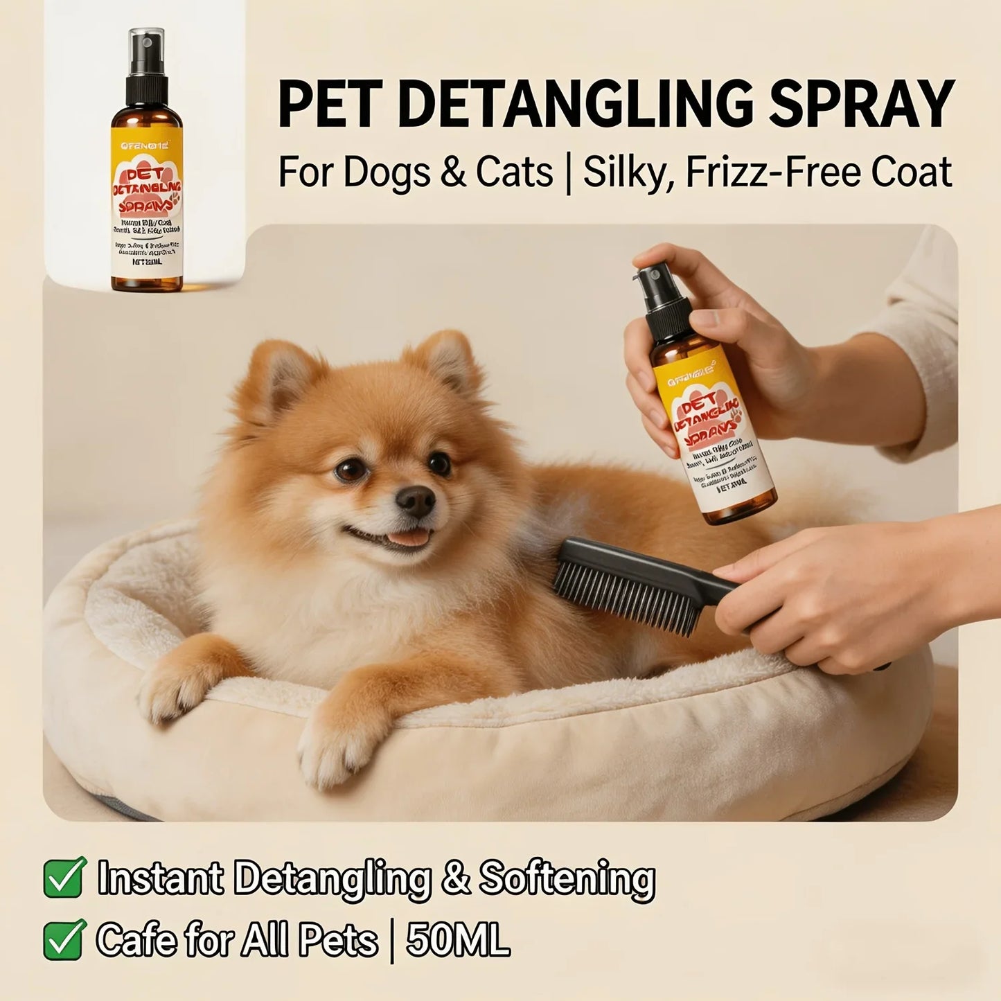 Pet Detangling Spray & Fur Conditioner – Knot Remover