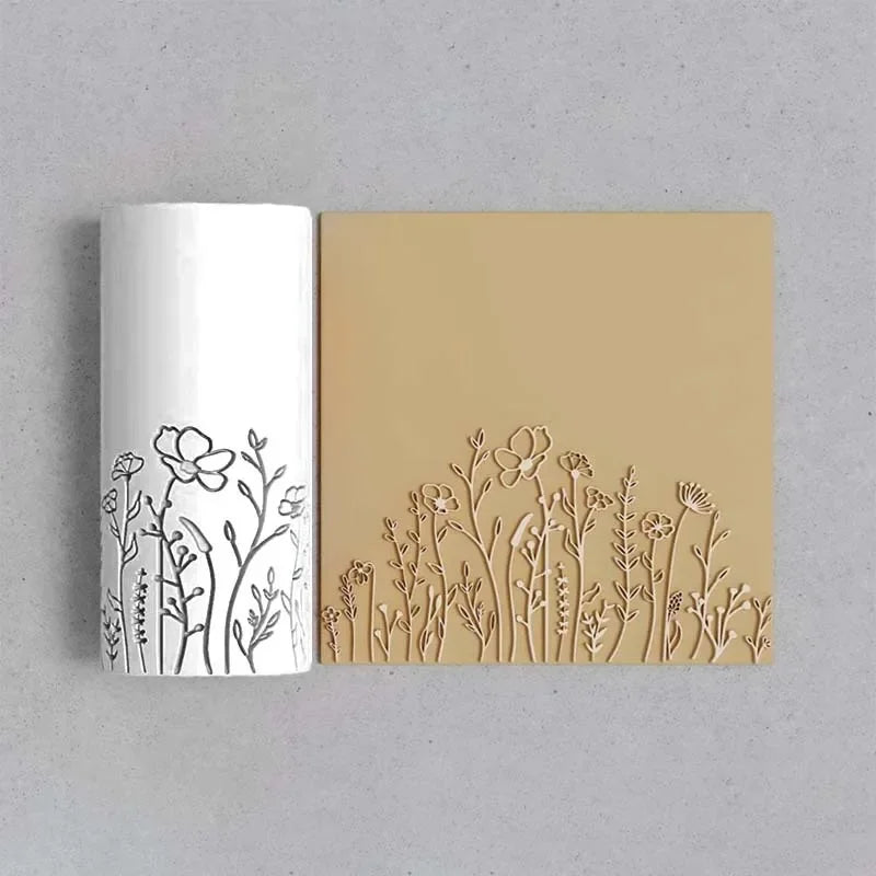 Wild Flowers & Grass Soft Clay Texture Rolling Tool: High-Precision Texturizing Roller for DIY Jewelry Making & Creative Decor Peaceful Pleasures Health and Wellness Yellow