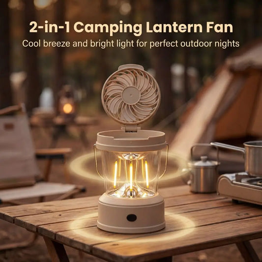 2-in-1 LED Fan Lantern – Foldable Portable Camping Light & Fan Camping Lantern Fan Oasis Select