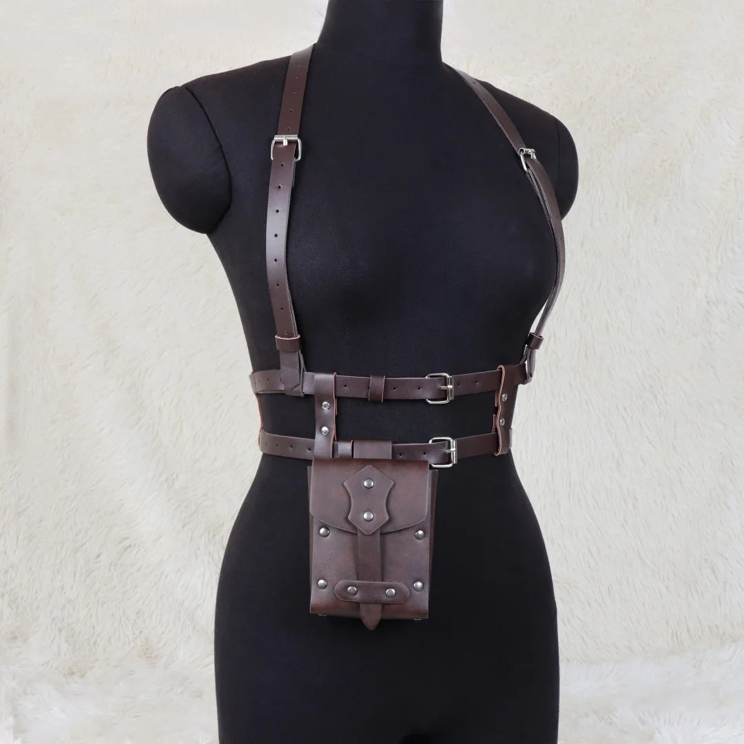 UYEE Punk Y2K Fashion Pu Leather Waist Belt Women Harness Bag