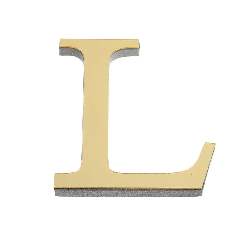 3D Mirror Acrylic Letter Wall Stickers – DIY A–Z Gold Decals