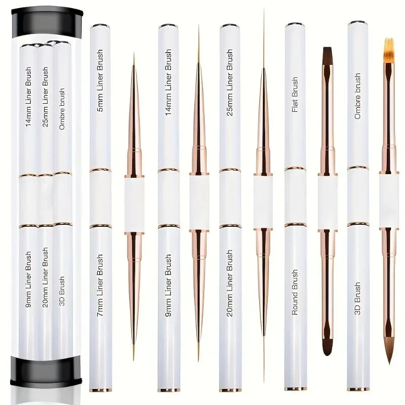 5Pcs Dual End Nail Art Pen Brushes Double-Ended Nail Art Brushes For Long Lines, Professional nail tools Peaceful Pleasures Health and Wellness