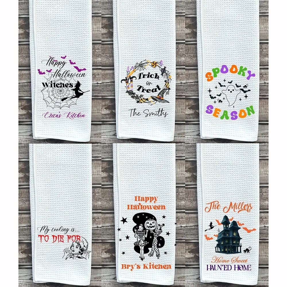 Custom Halloween Dish Towel | Personalized Kitchen Tea Towel