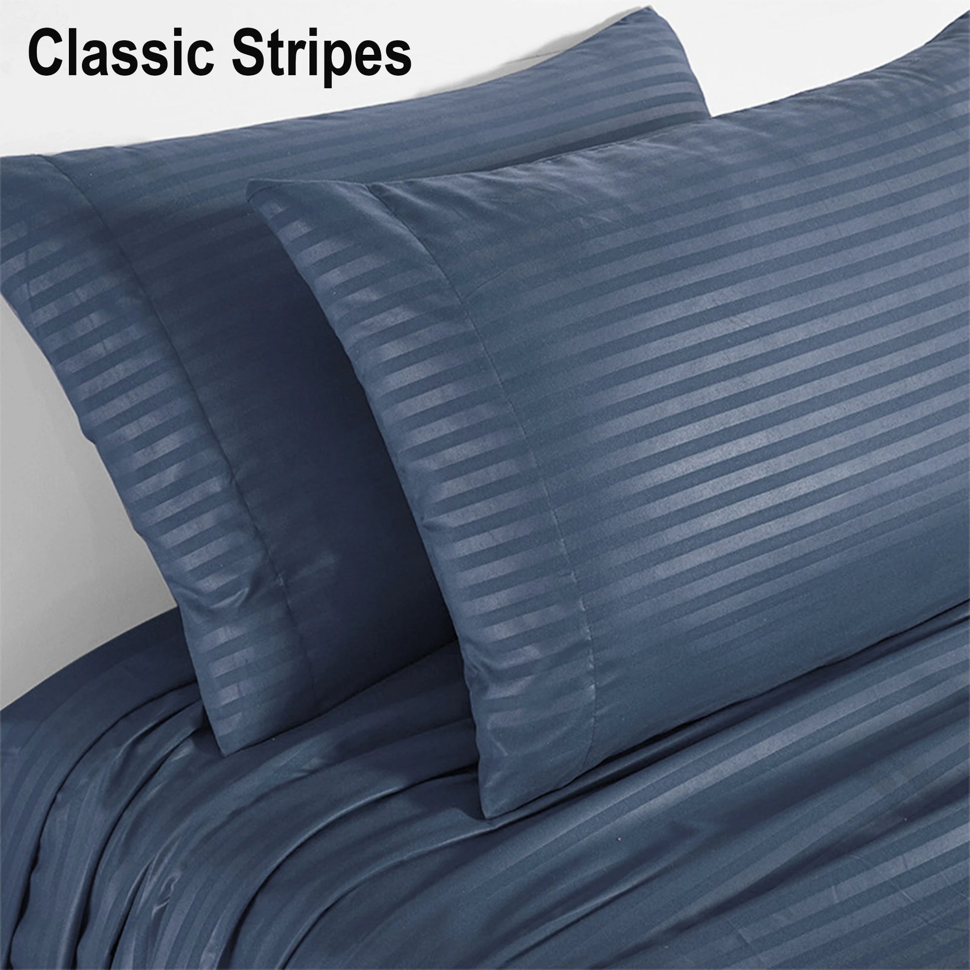 Battilo Bed Sheets 4 Pieces Set Luxury Fitted Flat Sheet with Pillowcases Solid Stripe Bedding Set For Twin Full Queen King Size Peaceful Pleasures Health and Wellness