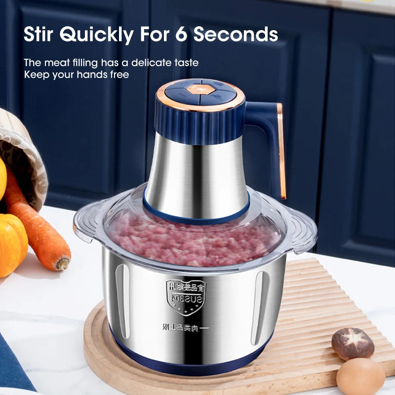 5L Electric Meat Grinders Food Crusher Stainless Steel Multifunctional Vegetable Slicer Processor Chopper Kitchen Appliances Peaceful Pleasures Health and Wellness