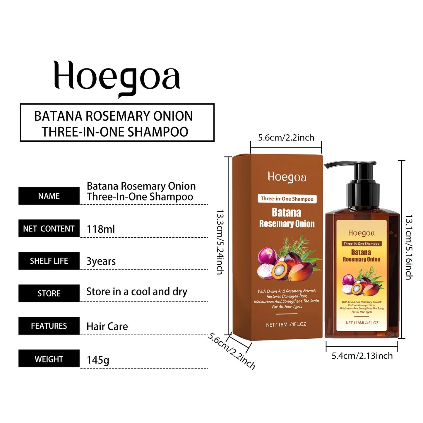 HOEGOA 3-in-1 Batana Rosemary Onion Shampoo – Dandruff & Growth