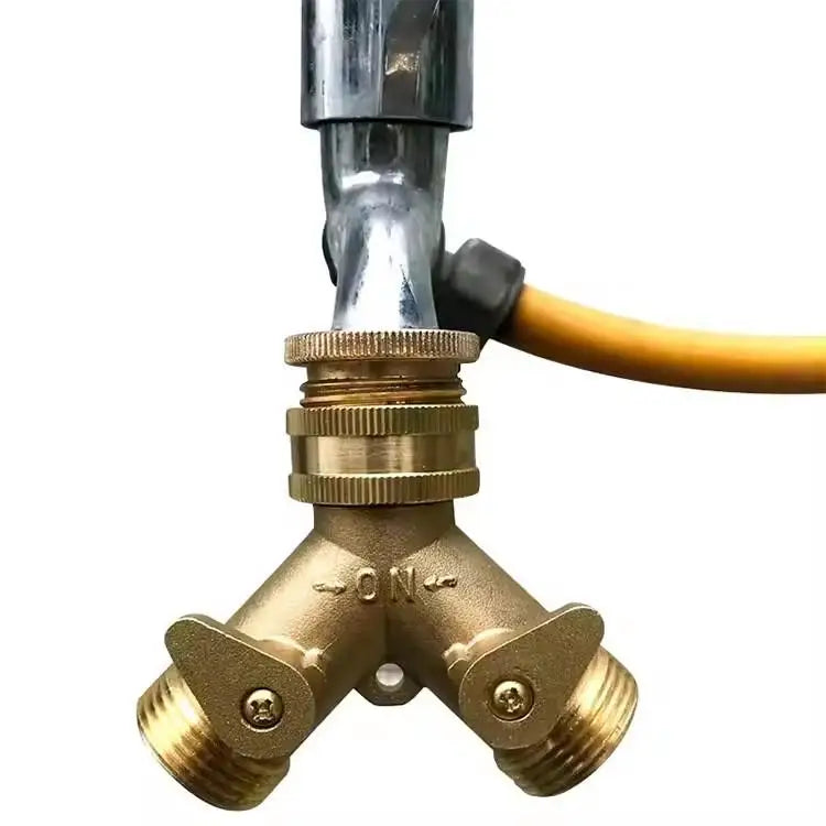 3/4" 2-Way Garden Hose Splitter with Dual Shut-Off Valves