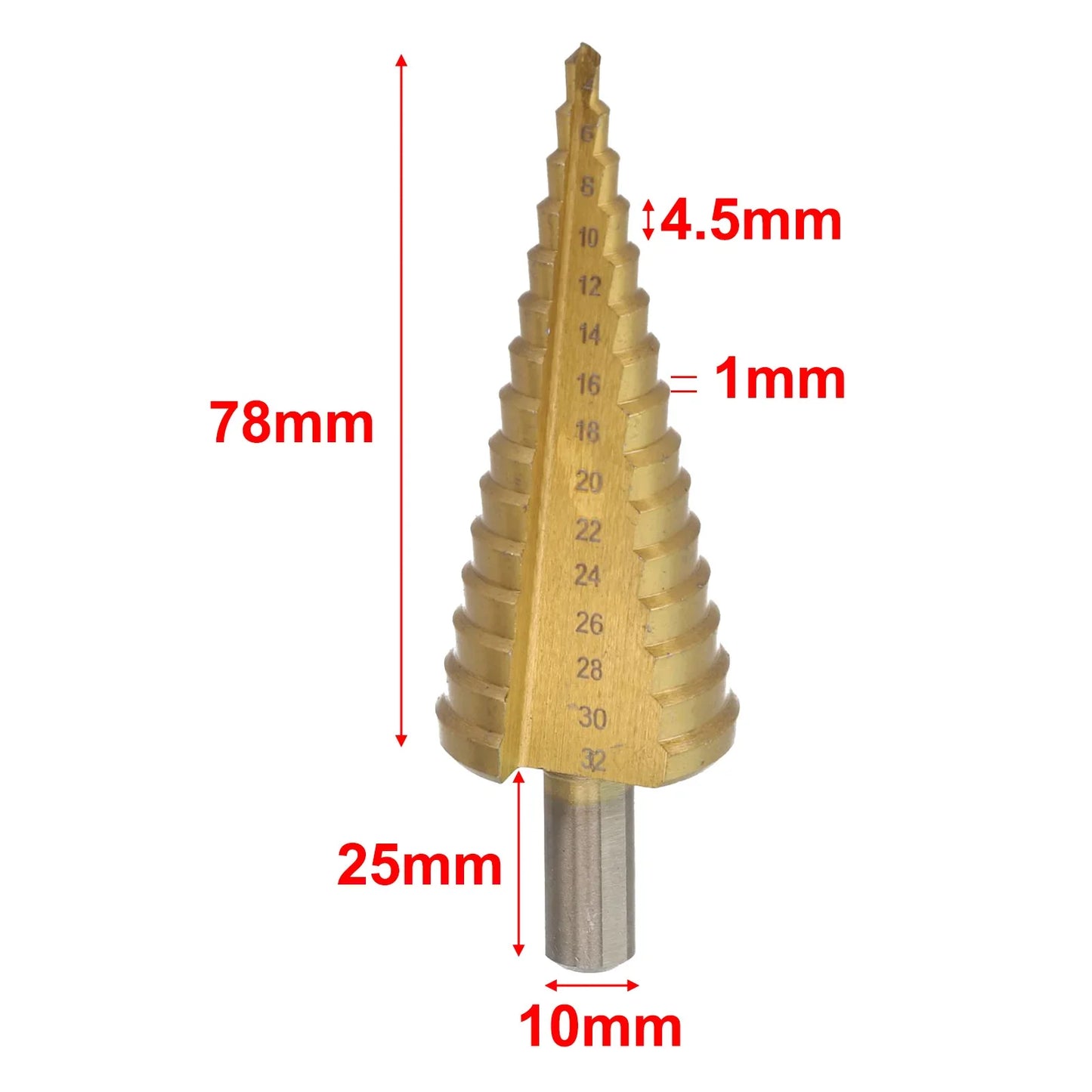Step Cone Drill Bit Set – 4-12, 4-20 & 4-32mm Steel Cutter