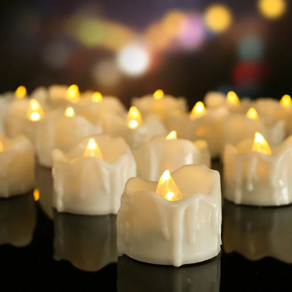 Dripping Wax LED Tea Lights Candles Flickering Flameless LED Tealights Electric Votive Candles for Christmas Wedding Halloween Peaceful Pleasures Health and Wellness