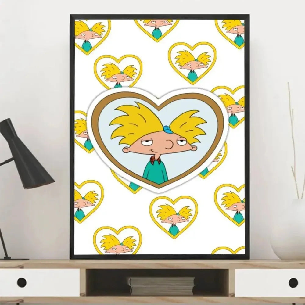 Cartoon Hey ArnoldS Poster Classic Vintage Posters HD Quality Wall Art Canvas Painting Retro Posters for Home Room Wall Decor Peaceful Pleasures Health and Wellness Navy Blue 30x40cm Unframed