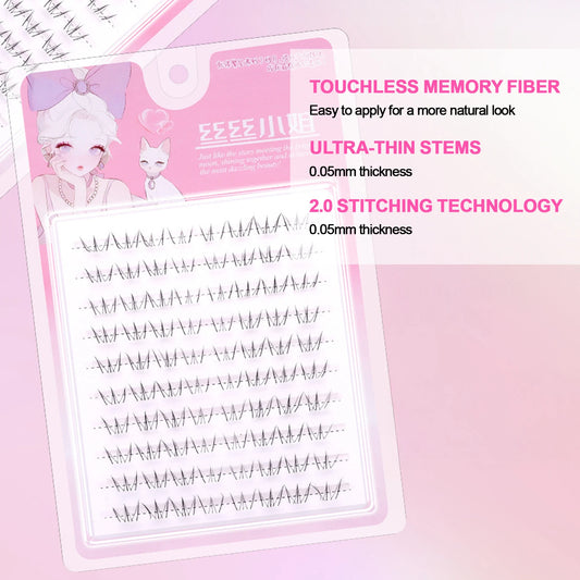 Cat Eye Cluster False Eyelashes | Natural Volume, Clear Band False Eyelashes Peaceful Pleasures Health and Wellness