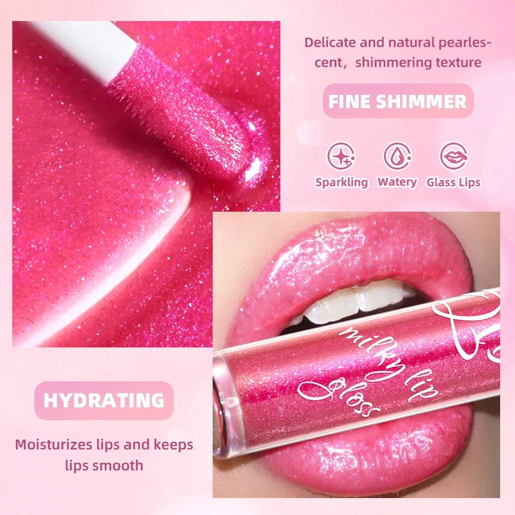 QIBEST New Pearlescent Moisturizing Lip Glaze Flash Liquid Lipstick Waterproof Sweatproof Non Stick Cup Glitter Lipgloss Makeup Peaceful Pleasures Health and Wellness