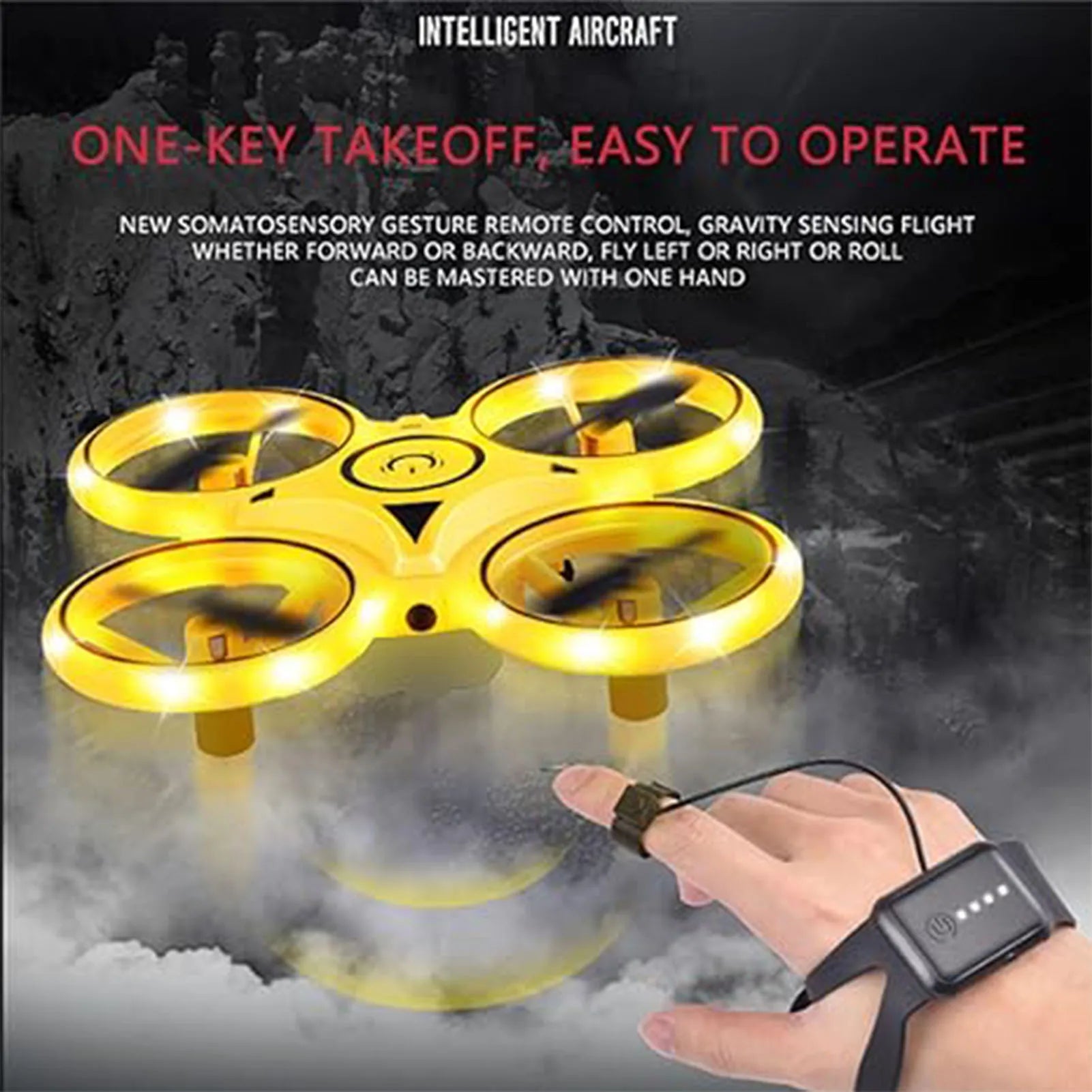 Gesture Control Drone RC Quadcopter Aircraft Smart RC Electric Flying Drone With LED Outdoor Toys for Kid Boys Girls Toy Gift Peaceful Pleasures Health and Wellness