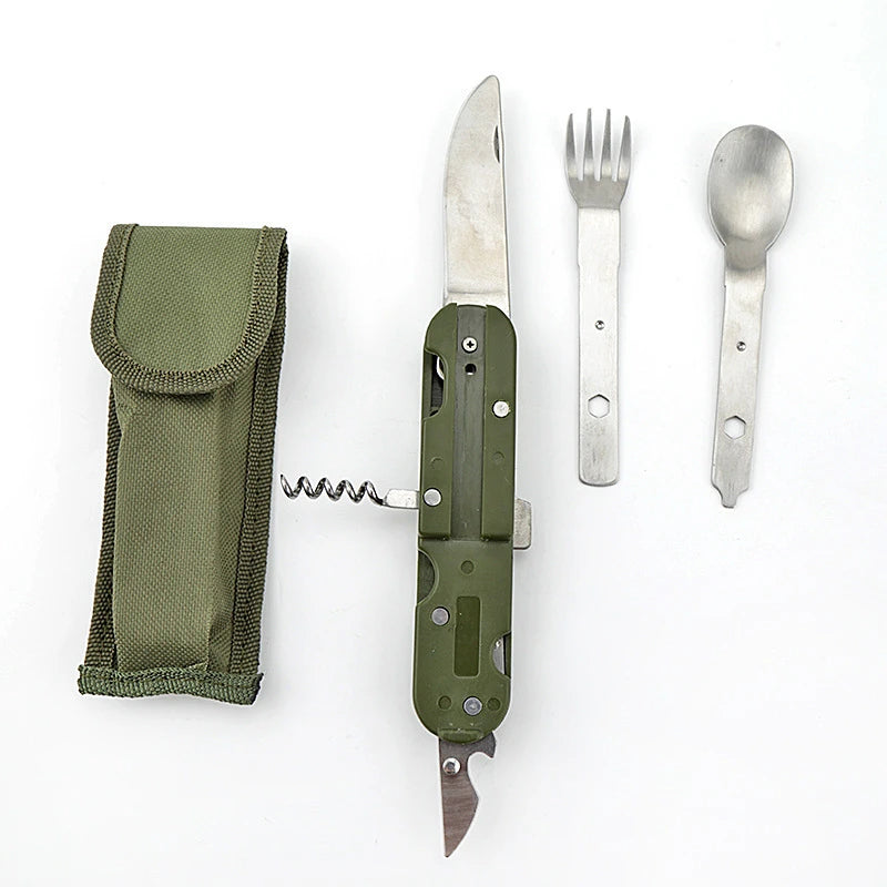 Camping Folding Utensil Set – Stainless Steel Knife Fork Spoon Folding Camping Utensils Peaceful Pleasures Health and Wellness 1pc
