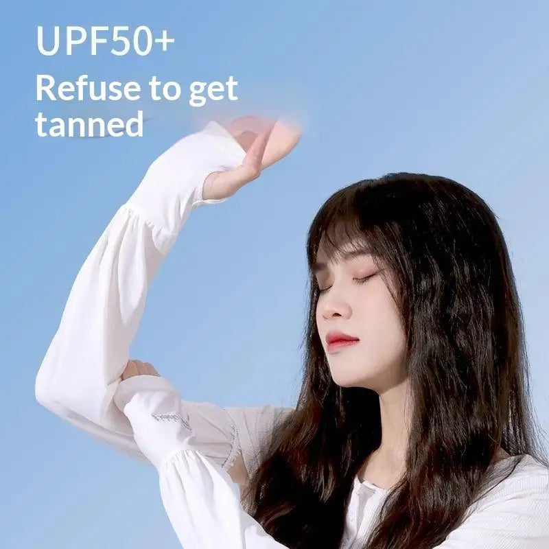Women's UPF 50+ Ice Silk UV Sun Protection Arm Sleeves | Cooling