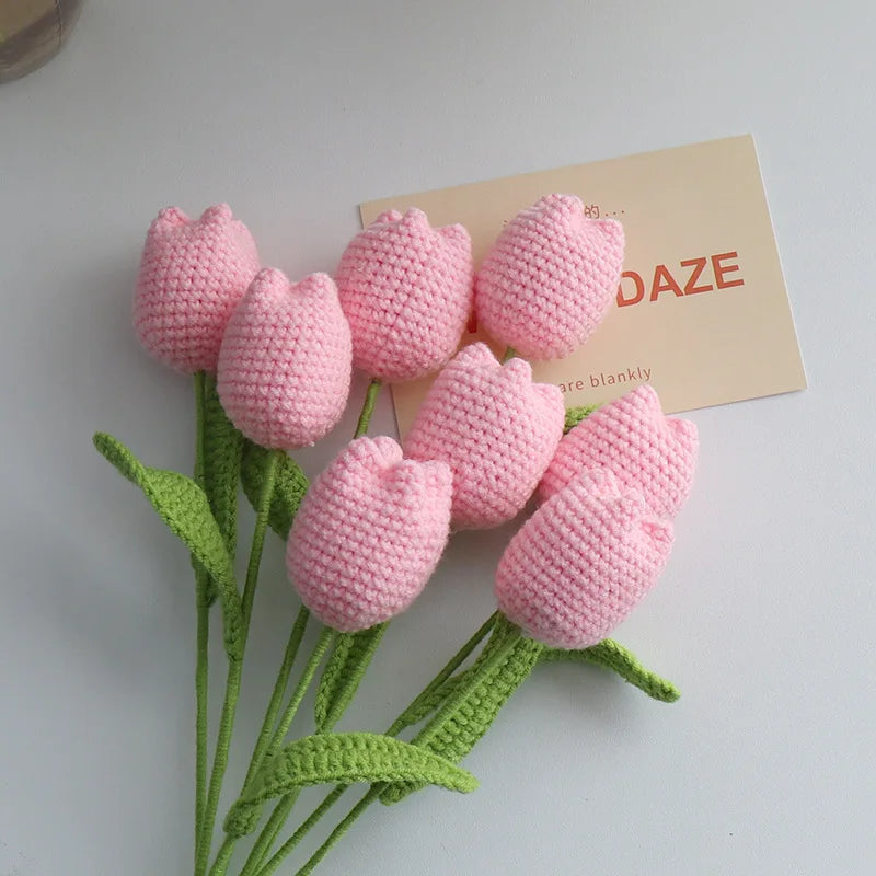 Handmade Crochet Tulip Single Stem Knitted Flower – Home Decor