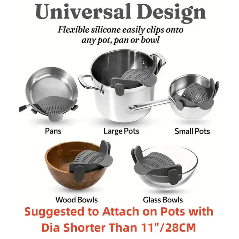 Adjustable Clip-On Pot Strainer | Stainless Steel Colander Clip-On Pot Strainer Peaceful Pleasures Health and Wellness