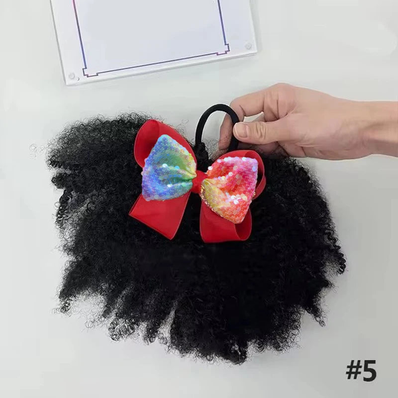 2pcs/pack Soft cute 4inch puff elastic band twist ponytail go afro kinky marley bouncy feel like natural human for baby girls Peaceful Pleasures Health and Wellness