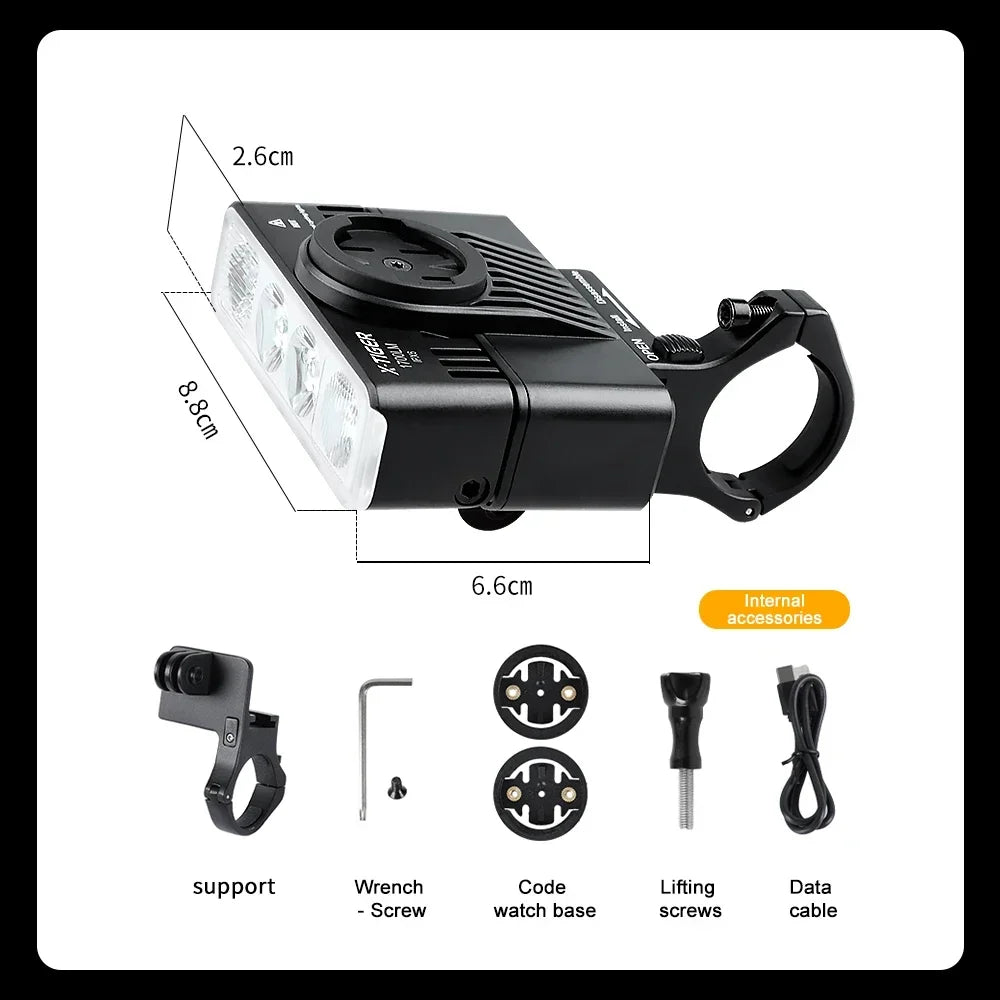 X-TIGER 1700LM IPX6 Waterproof Bicycle Front Light | Garmin Mount