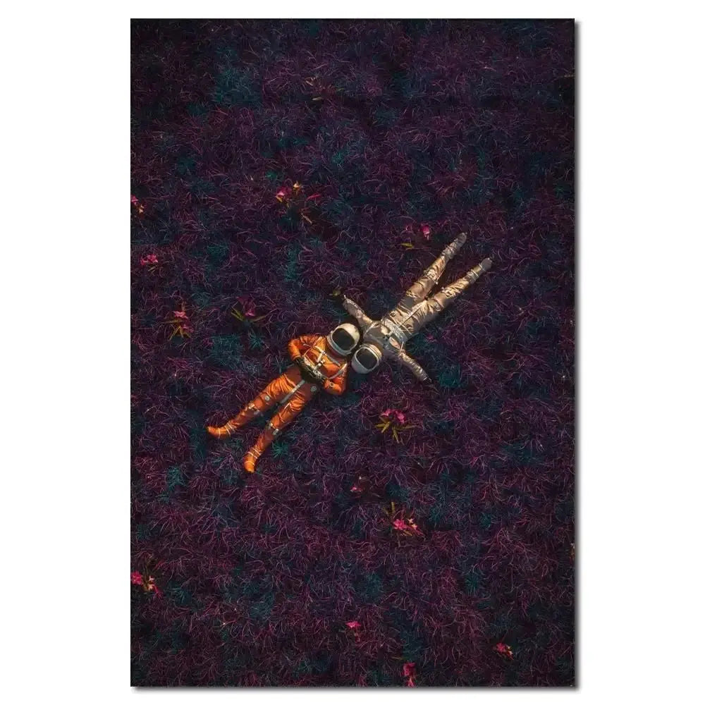 Abstract Astronaut Space Flower Canvas Wall Art Poster | Modern Canvas Wall Art Peaceful Pleasures Health and Wellness 4 30x40cm Unframed
