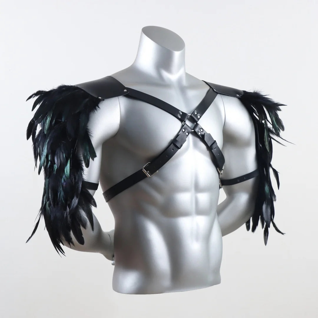 UYEE Belt Feather Shrugs Shawls Gothic Punk Cape Jacket Scarf
