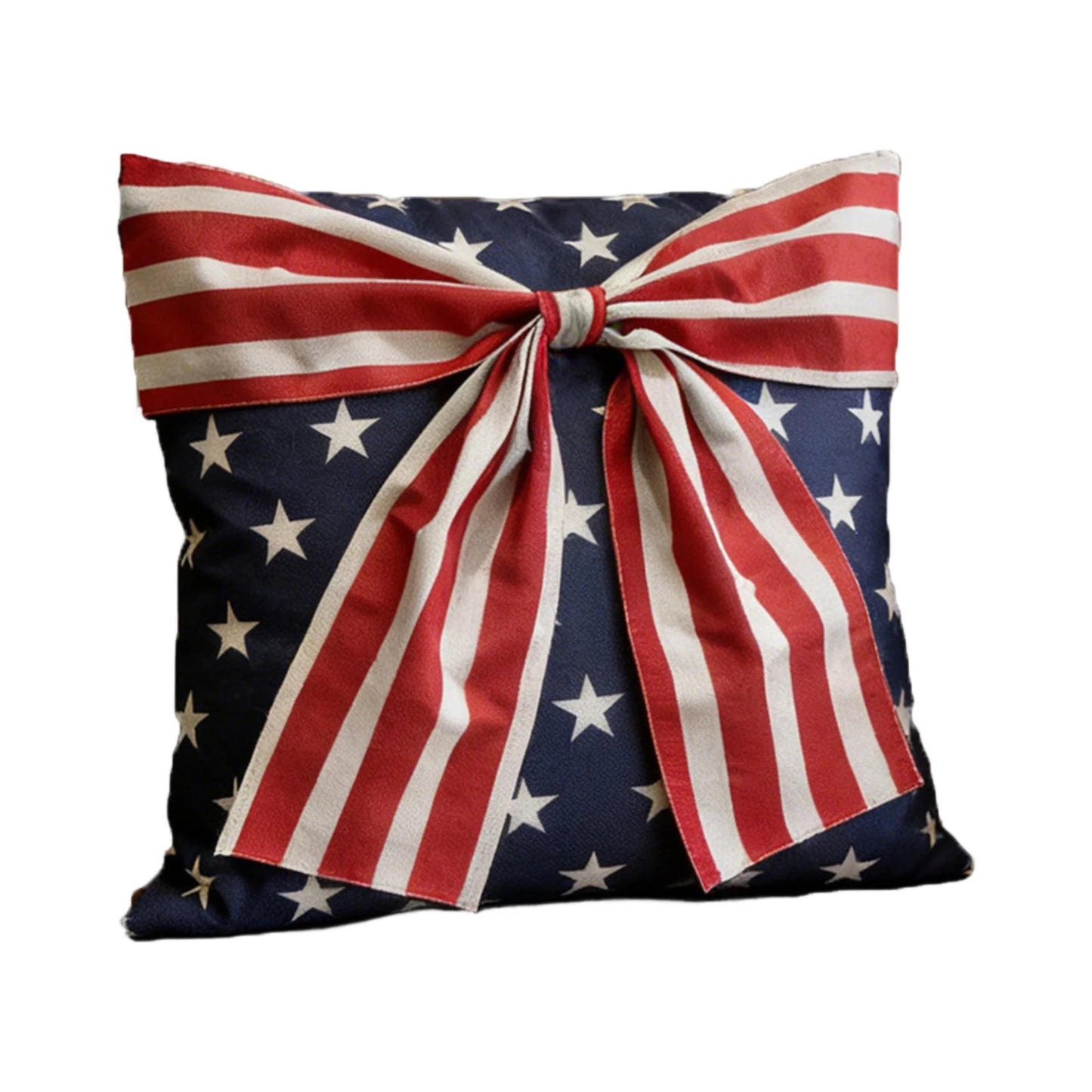 4th of July Pillow Cover Bow America Flag Stars Stripes Patriotic 3D Pillowcase Independence Day Decorations for Cushion Case Peaceful Pleasures Health and Wellness B One Size