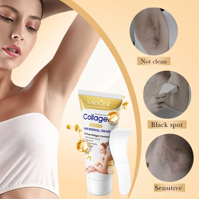 SADOER Collagen Hair Removal Cream – Non-Irritating, Whole Body