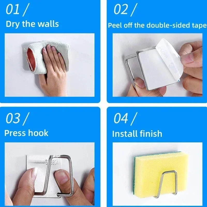 Household Basin Storage Rack Sponge Rack Bathroom and Toilet Storage Hook Non Perforated Wall Mounted Basin Artifact Practical Peaceful Pleasures Health and Wellness