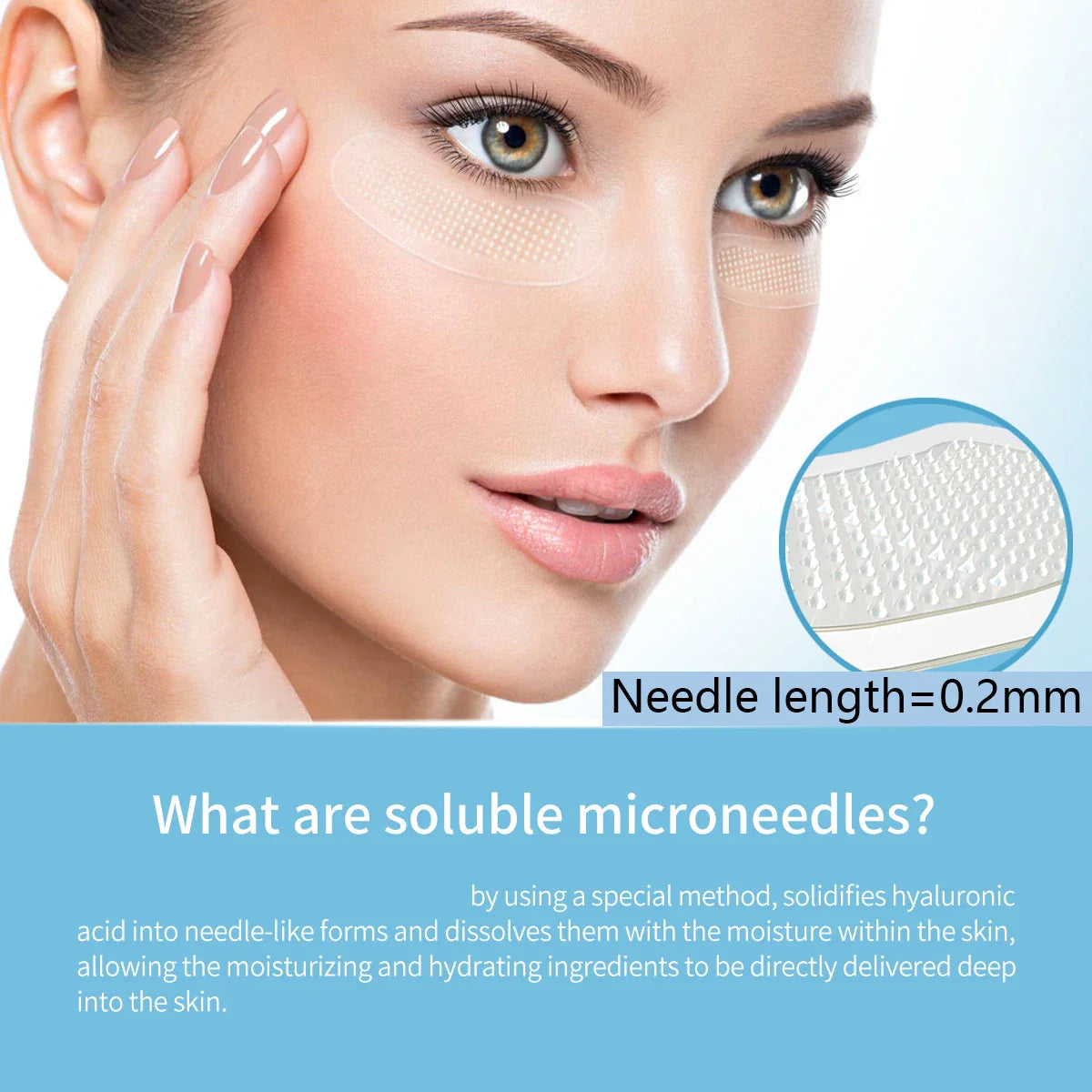 Hyaluronic Acid Microneedle Eye Patches – 3 Pairs, Hydrating