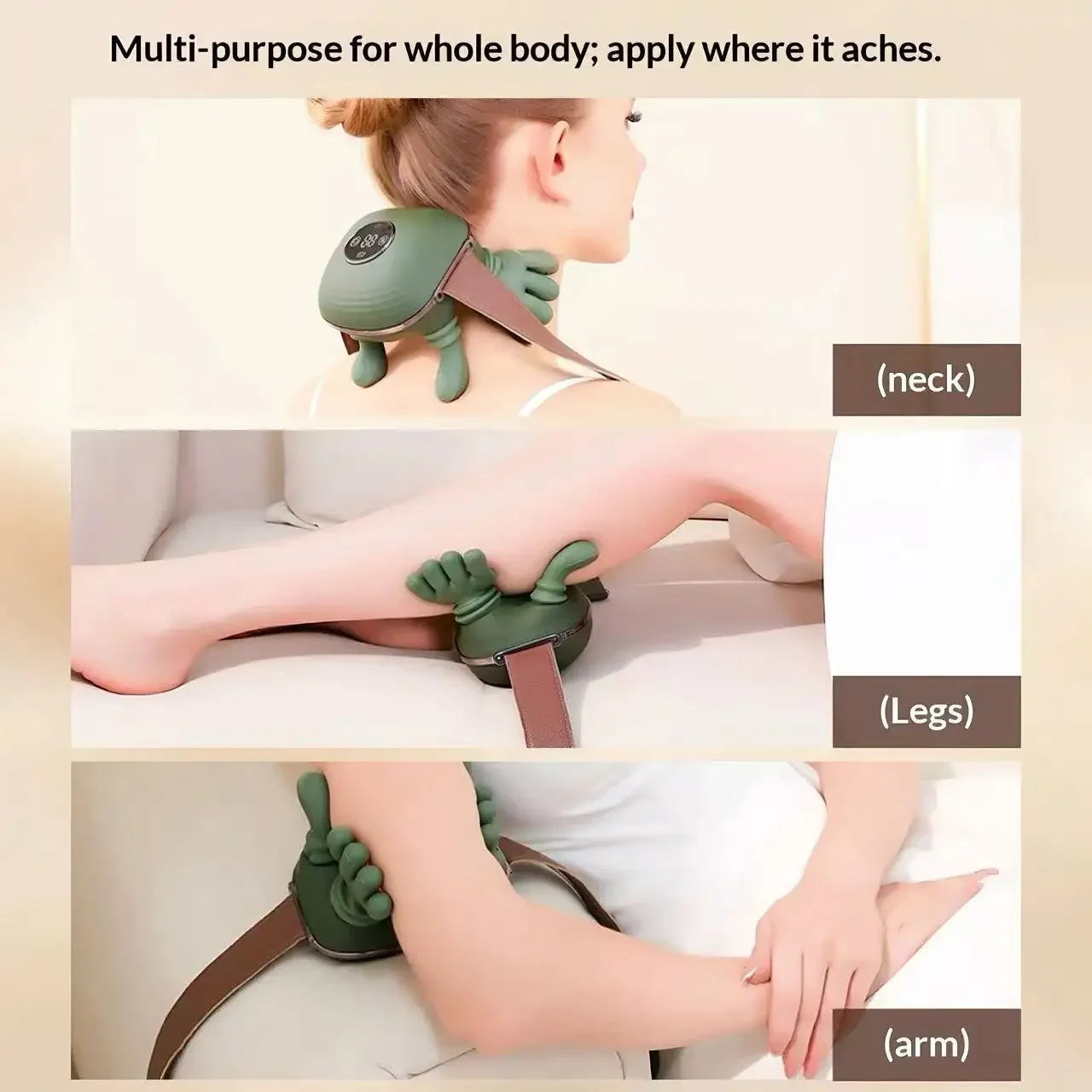 LCD Display Neck Shoulder Massager Simulated Hand Kneading Cervical Spine Massager Relax Trapezius Muscle Full Body Massage Peaceful Pleasures Health and Wellness