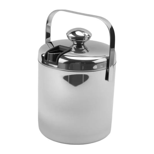 A36T-Stainless Steel Ice Square Container Double Walled 1.3L Ice Bucket Container With Tongs Lid Peaceful Pleasures Health and Wellness silver