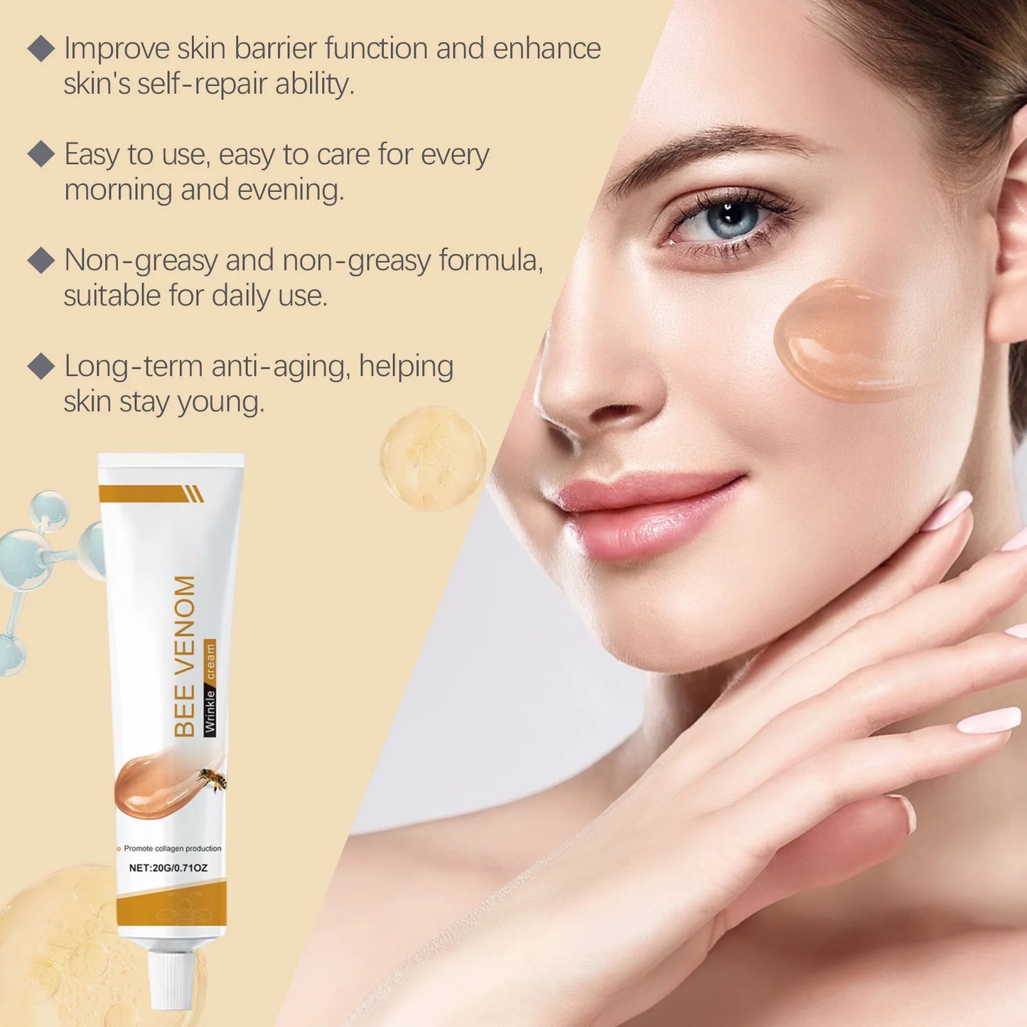 Bee Venom Wrinkle Removal Cream for Facial Lifting Peaceful Pleasures Health and Wellness