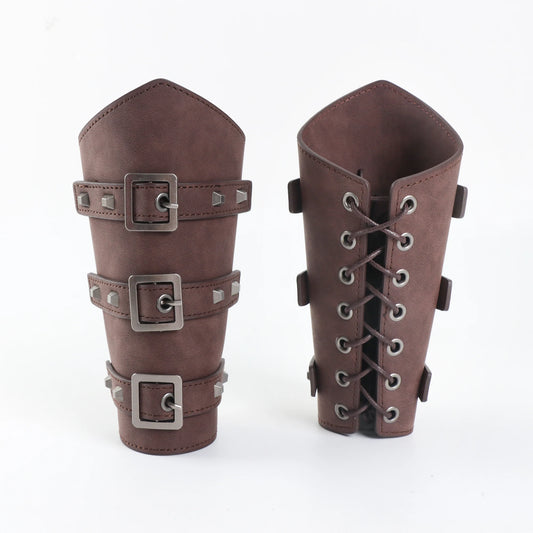 Medieval Armor Men Cosplay Arm Warmers Lace-up Viking Pirate Knight Peaceful Pleasures Health and Wellness 2 pcs One Size