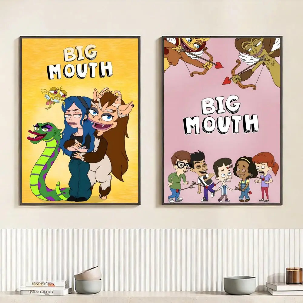 Cartoon Big Mouth HD Waterproof Self-Adhesive Wall Art Poster Wall Art Poster Peaceful Pleasures Health and Wellness