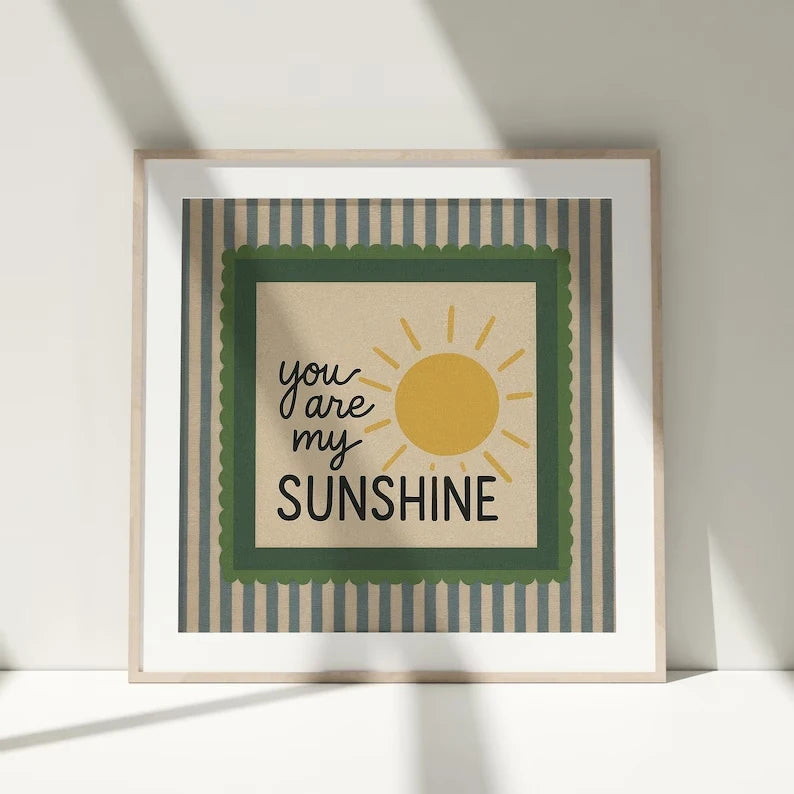 You Are My Sunshine Retro Quote Canvas Wall Art Print
