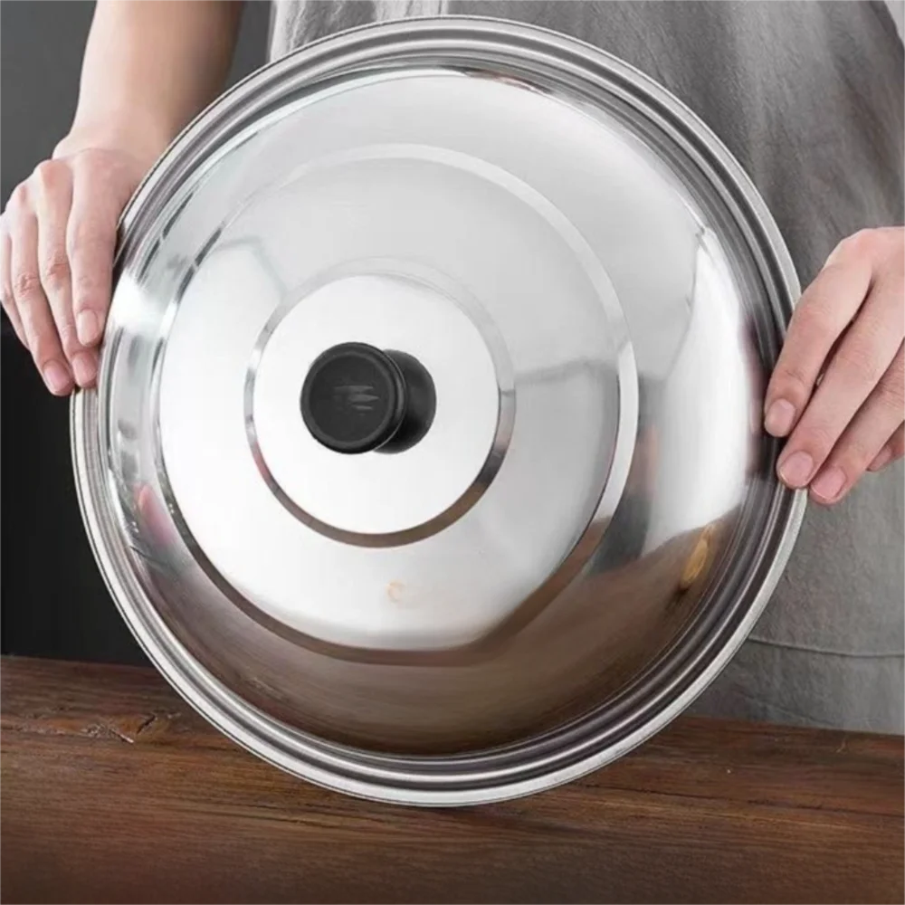 28/32/36/40cm Stainless Steel Pot Cover Universal Cookware Parts Round Pot Lids Cover with Knob Frying Pan Cover Household Peaceful Pleasures Health and Wellness