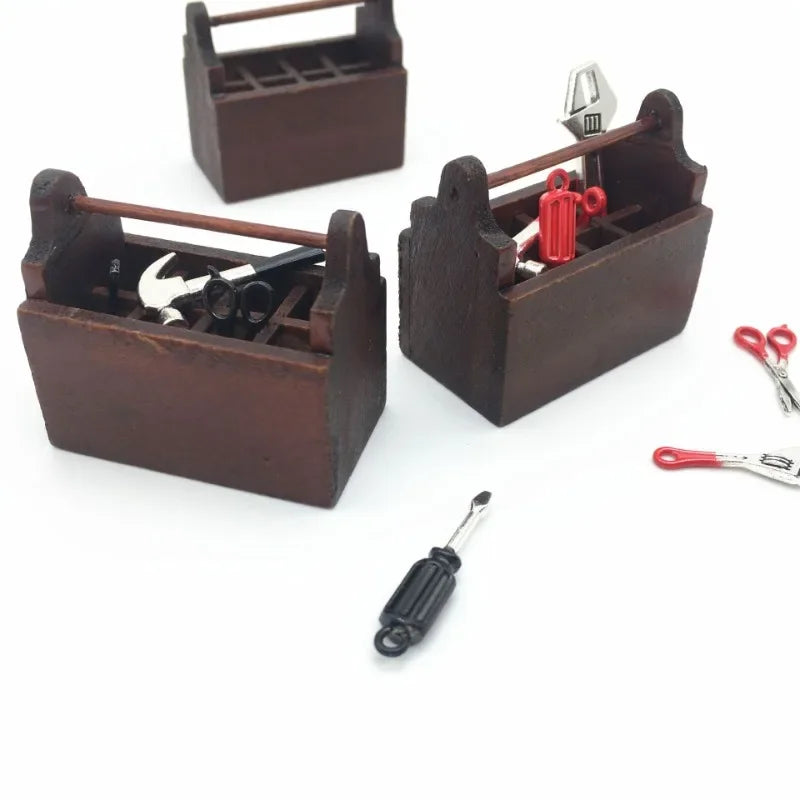 1Set 1:12 Dollhouse Miniature Toolbox Handmade Tools Sets Model Furniture Accessories for Doll House Decor Toys Decorative Props Peaceful Pleasures Health and Wellness