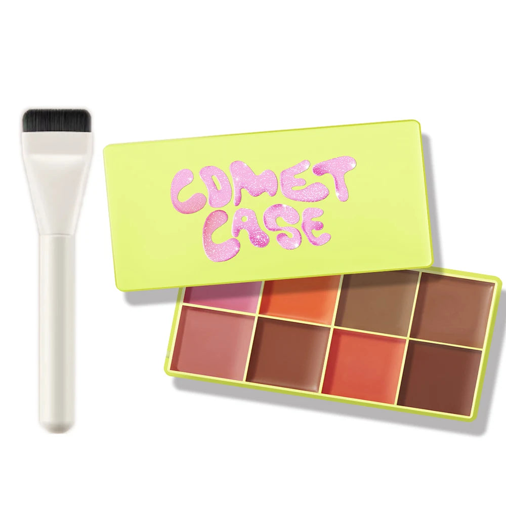 Curve Case Cream Eyebrow Cream Blush Highlighter Palette Matte Shimmer Finishes Shadow Tones Long-Lasting Cosmetics Peaceful Pleasures Health and Wellness 3Blush and brush