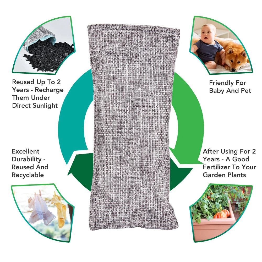 10/20Pcs Natural Fresh Bamboo Charcoal Bags Air Purifying Activated Charcoal Odor Absorber Moisture for Car Closet Shoes Pets Peaceful Pleasures Health and Wellness