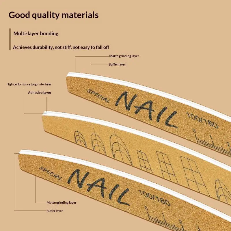 1pcs Washable Ruler Nail File Set With Scale 100/180 Grit Double-Sided Sanding Nail File Durable Nail Sanding Bar Tools Peaceful Pleasures Health and Wellness