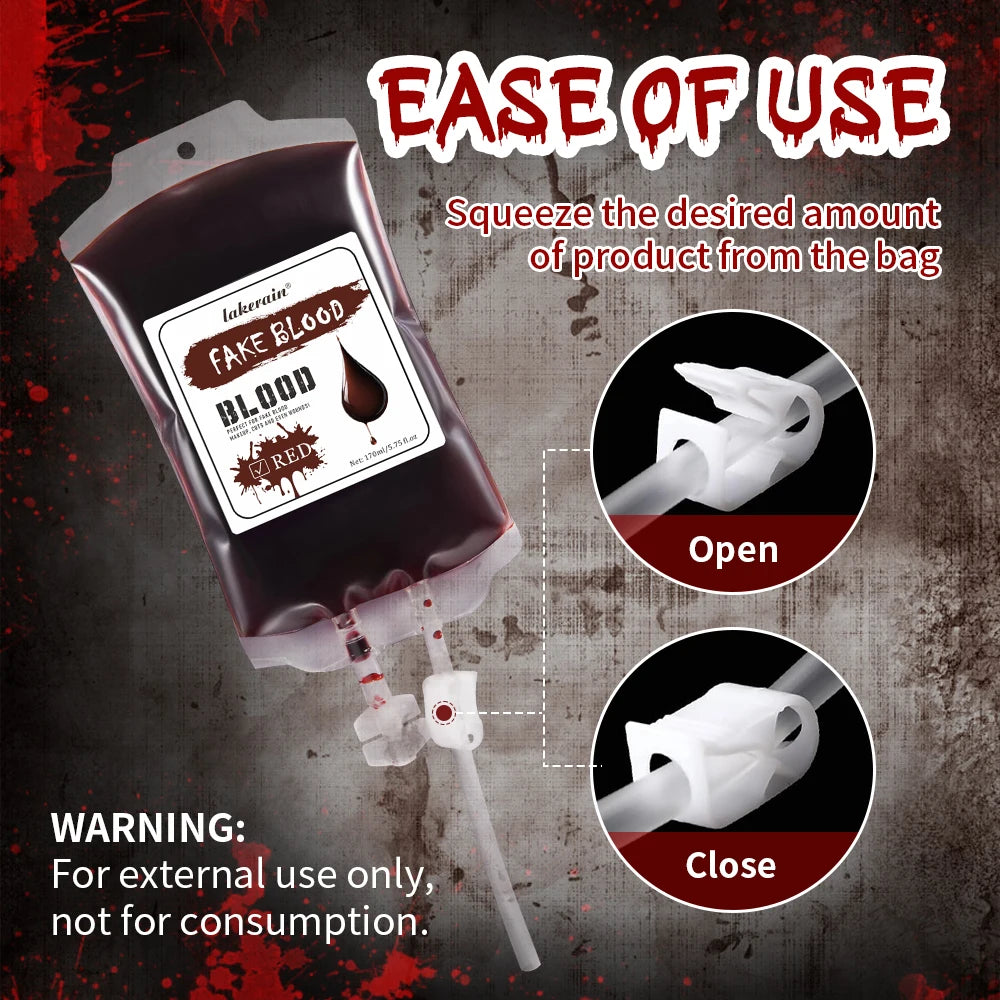 Lakerain 170ML Fake Blood Halloween Ultra-realistic Fake Blood Makeup Safe Non-Toxic Cosplay Horror Prop Party Decoration Peaceful Pleasures Health and Wellness
