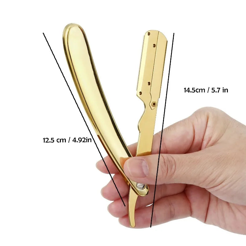 1Pcs Men Shaving Barber Tools Hair Razor and Blades Antique Black Folding Shaving Knife Unisex Hair Removal Peaceful Pleasures Health and Wellness