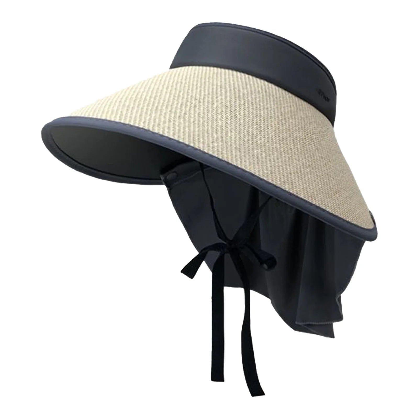 Straw Visor Hats for Women Wide Brim Summer UV Protection Ponytail Hat for Summer Spring Fall Beach Peaceful Pleasures Health and Wellness Beige