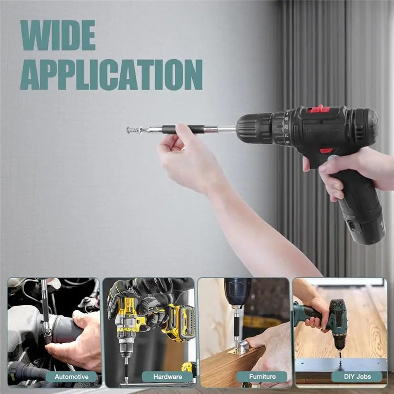 A36T-Drill Bit Holder 3.1/4.7In- Carbon Fiber Extension Set Of 5 Pcs, Magnetic 1/4In Hex Bits Included Peaceful Pleasures Health and Wellness