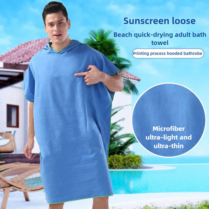 Microfiber Surf Poncho Hooded Changing Robe | Quick-Dry Beach Towel Surf Changing Robe Peaceful Pleasures Health and Wellness