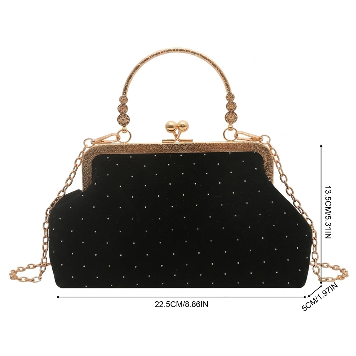 Women's Shell-Clutch Bag Synthetic Leather Chain Strap Shoulder Handbag Peaceful Pleasures Health and Wellness