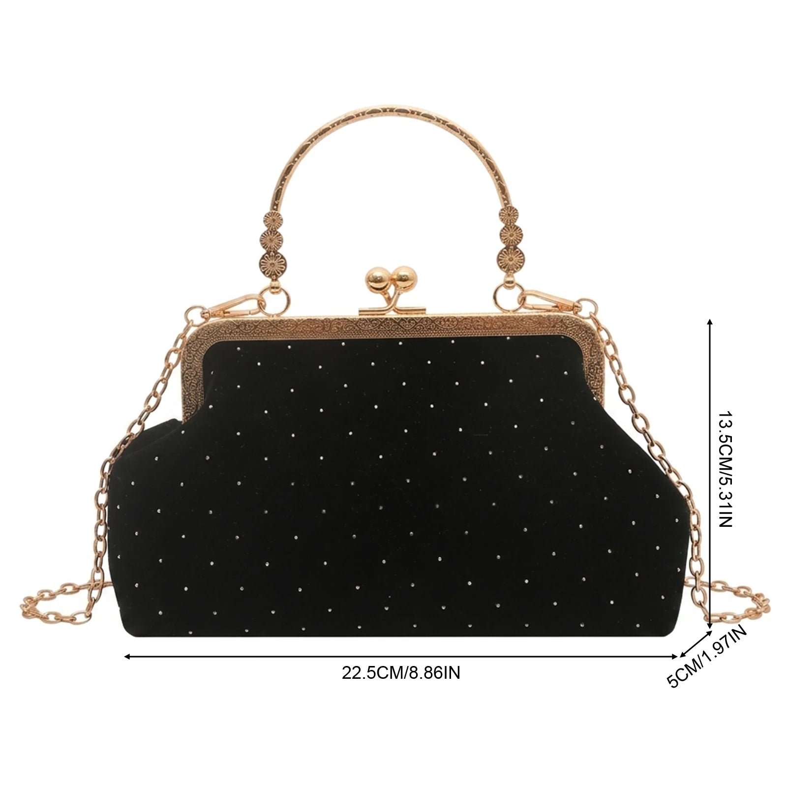 Women's Shell-Clutch Bag Synthetic Leather Chain Strap Shoulder Handbag Peaceful Pleasures Health and Wellness