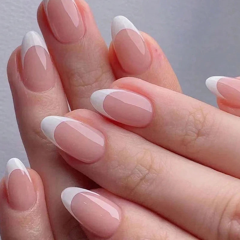 120/240/360Pcs/Box Glossy Soft Gel Pink French Nail Tips Medium Almond White Simple Press On Nails Huge Capacity False Nails Peaceful Pleasures Health and Wellness