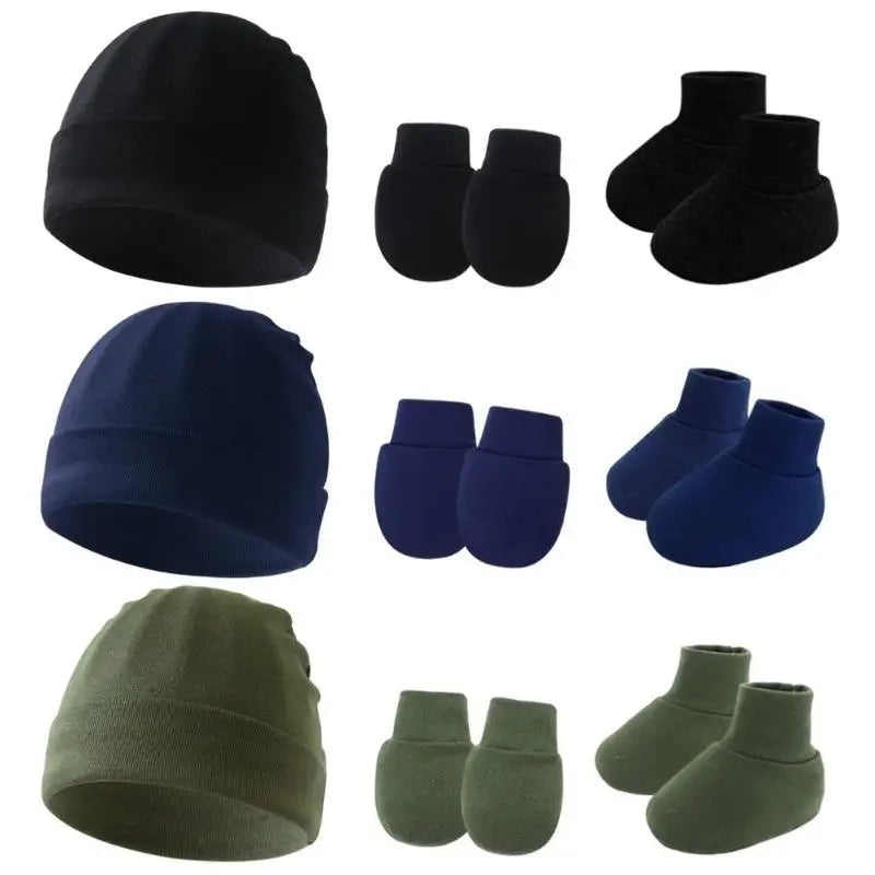 Newborn Baby Hat Gloves & Booties Set – Soft Cotton 0–9M